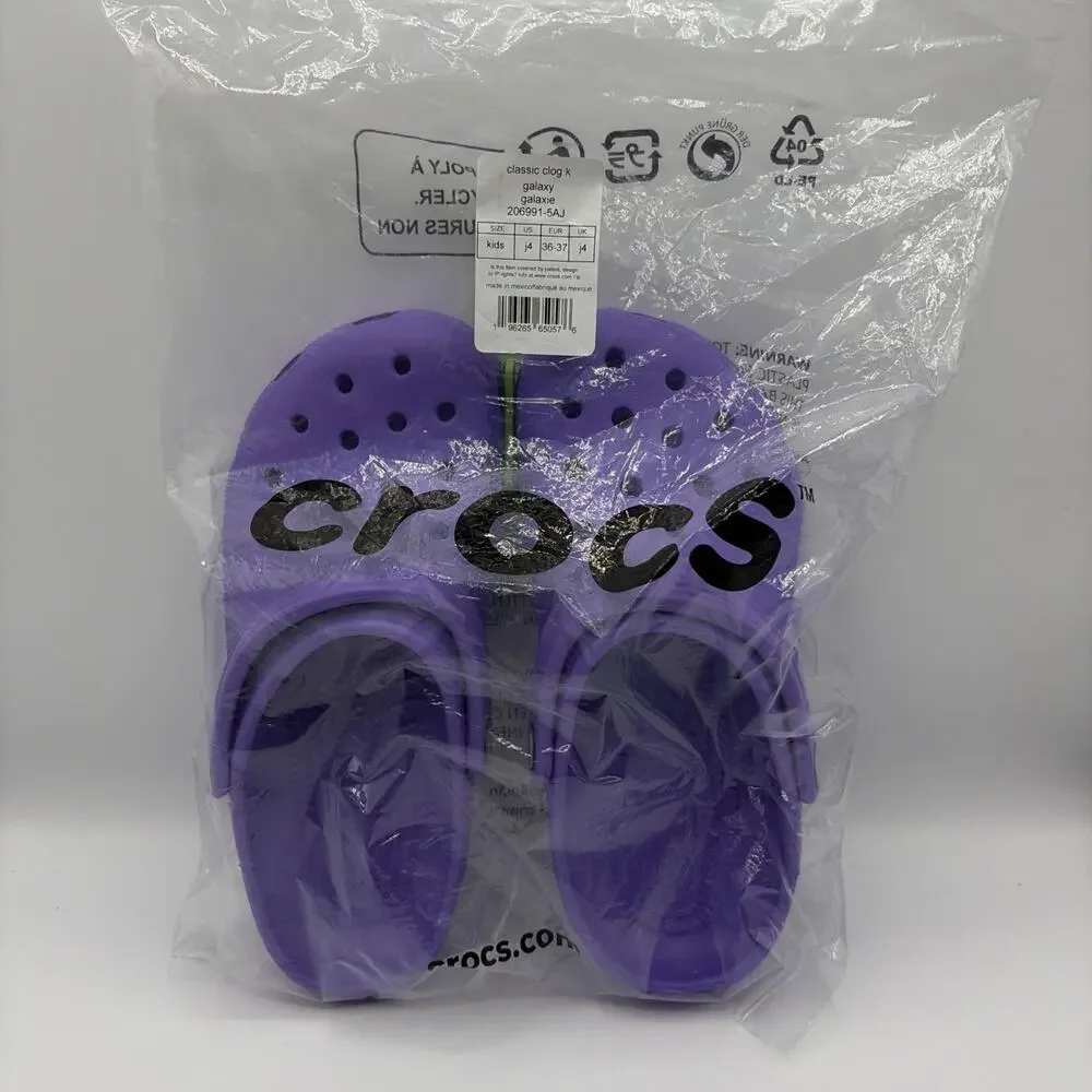 Crocs Purple Kids Classic Clog Galaxy 206991 Size J4 Youth 4 Slip On 206991 NWT